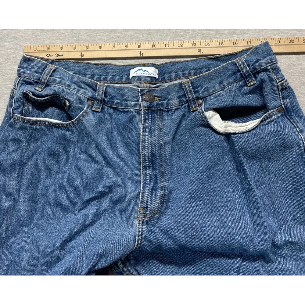 Blue Mountain Relaxed Fit Jeans Mens 40x32 (Fits 36x30) Blue Denim Straight Leg